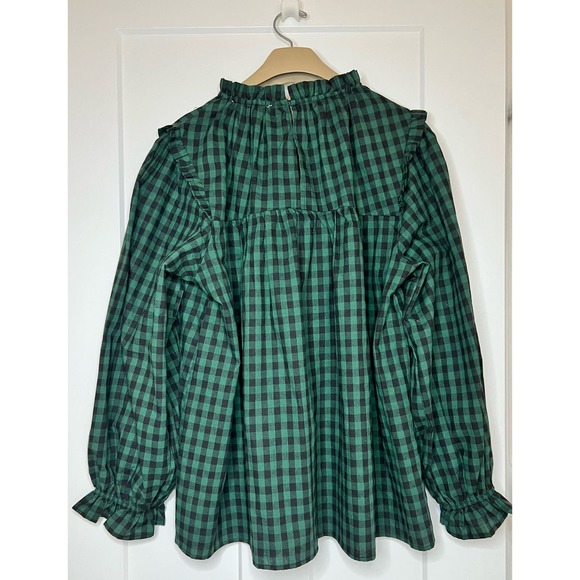 Haptics Blouse Green Black Cotton 3x‎ Long Slv NWT - Picture 2 of 11